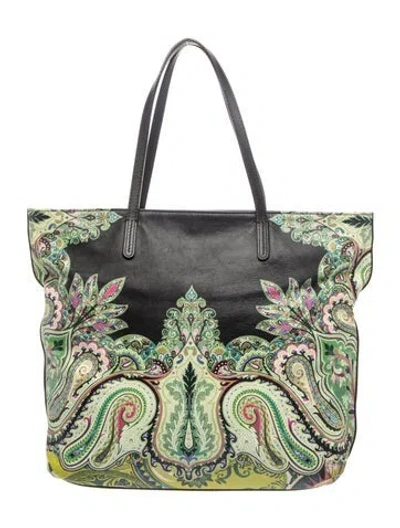 Pre-owned Etro Leather Tote In Green