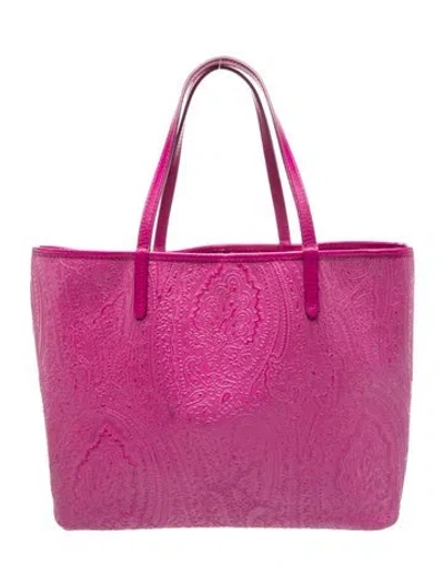 Pre-owned Etro Leather Tote In Pink