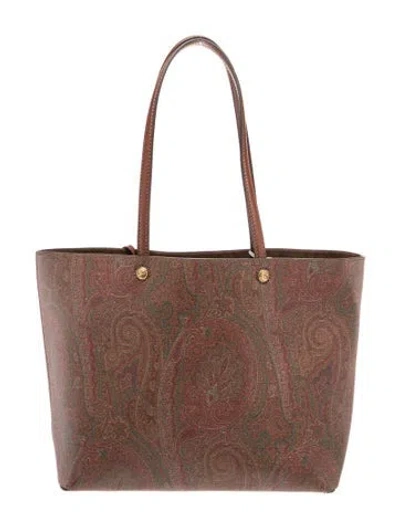 Pre-owned Etro Leather Tote W/ Tags In Brown
