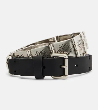 Etro Leather-trimmed Belt In Multi