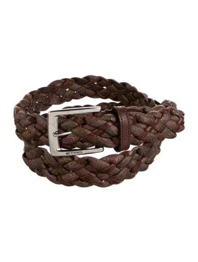 Pre-owned Etro Leather Waist Belt In Brown