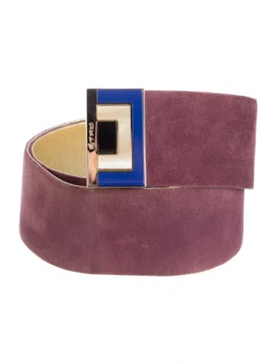 Pre-owned Etro Leather Waist Belt In Gold/purple
