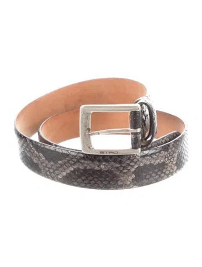 Pre-owned Etro Leather Waist Belt In Grey
