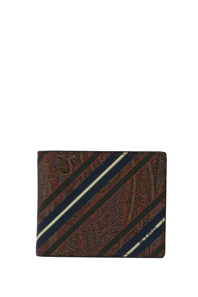 Etro Leather Wallet In Marrone