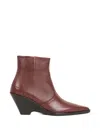 Etro Leather Wedge Ankle Boots In Multi