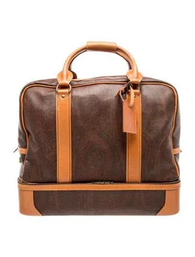 Pre-owned Etro Leather Weekender Bag In Red