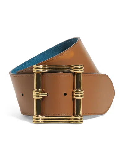 Etro Leather Wide Belt In Brown