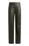 Etro Leather Wide-leg Pants In Olive