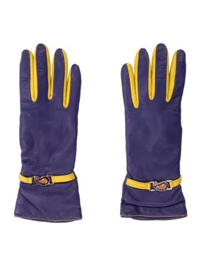 Pre-owned Etro Leather Winter Gloves In Purple