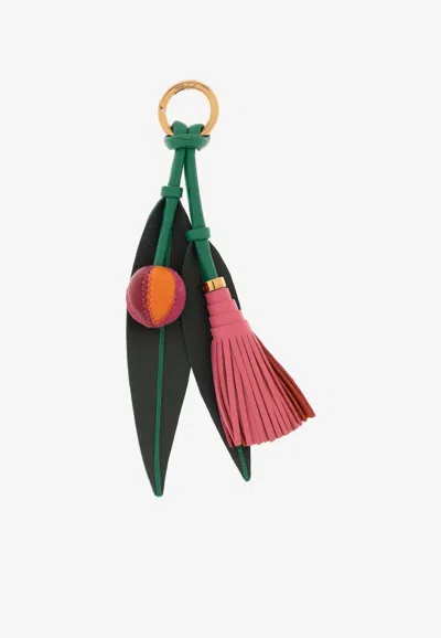Etro Leaves Charm Leather Keychain