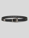 Etro Leather Belt With Perforated Details Belts Brown In Black