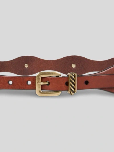 Etro , Ledergürtel Mit Schmucknieten, Damen, Rot, Grösse 95 In Brown
