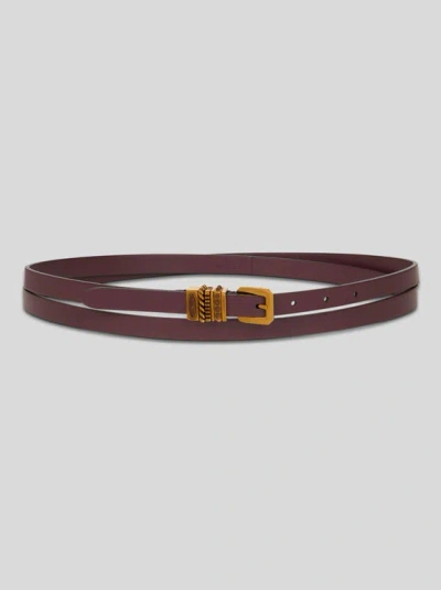 ETRO , LEATHER BELT WITH JEWEL STONES, BROWN, SIZE 90