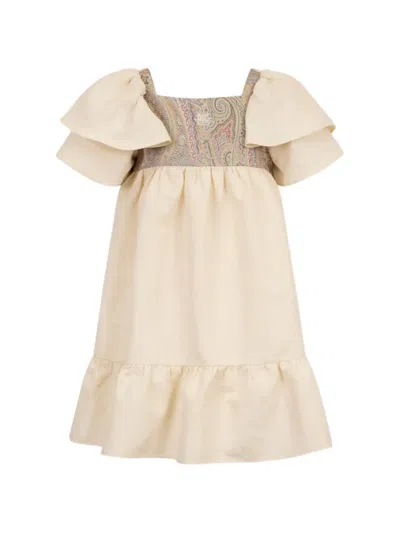 Etro Kids' Legacy Prints Ruffled Jacquard Dress In Neutral