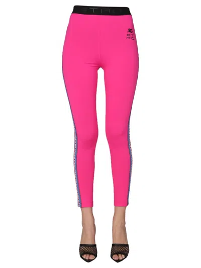 Etro Leggings With Logo In Pink