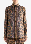 Etro Silk Animal Paisley-detail Shirt In Brown