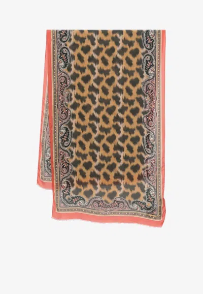 Etro Leopard Print Scarf In Multi