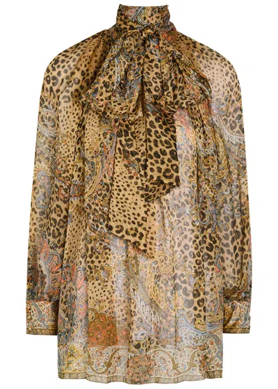 Etro Leopard-print Silk Blouse In Multi