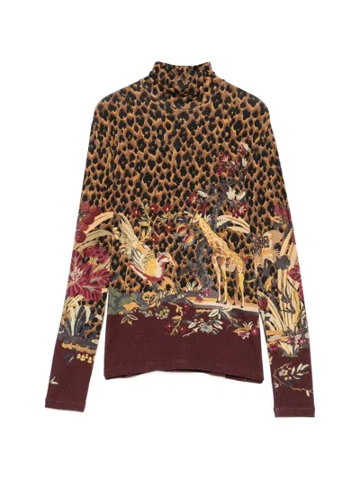 Etro Leopard-print Floral-print Top In Animal Print