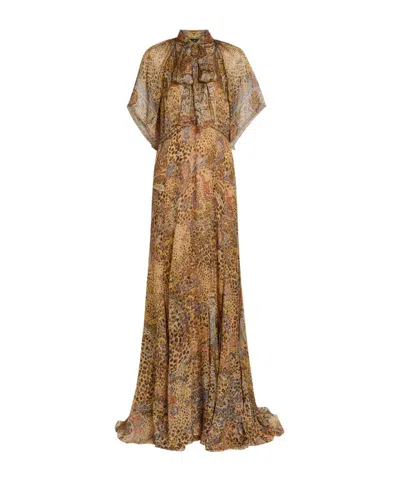 Etro Leopard-print Silk Maxi Dress In Brown
