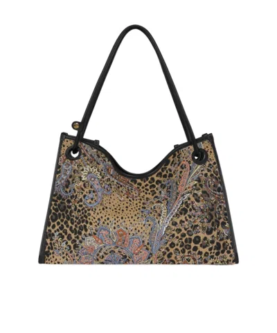 Etro Leopard-print Tote Bag In Brown