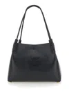 Etro 'libra' Black Shopper With Tone On Tone Pegaso Motif In Black