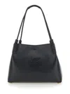 Etro 'libra' Black Shopper With Tone On Tone Pegaso Motif In Leather Woman