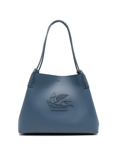 Etro Libra Braided-handle Leather Tote Bag In Blue