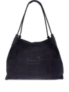 Etro Libra Braided-handle Suedemedium Shoulder Bag In Blue