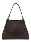 Etro Libra Brown Shoulder Bag With Maxi Logo On The Front In Leather Woman In Brown