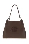 Etro 'libra' Brown Shoulder Bag With Maxi Logo On The Front