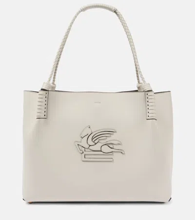 Etro Libra Large Leather Tote Bag In White