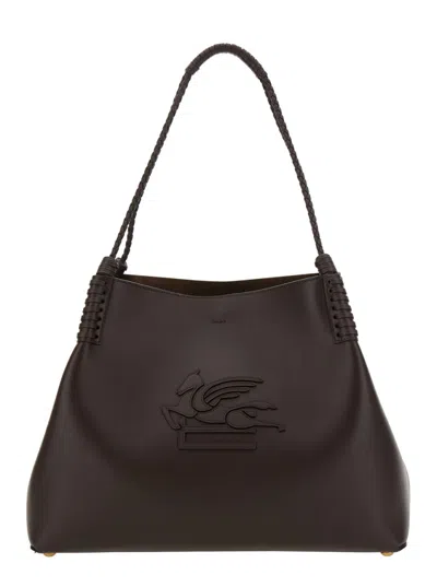 Etro Libra Leather Shoulder Bag In Brown