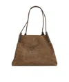 Etro Medium Libra Braided-handle Suede Tote Bag In Brown