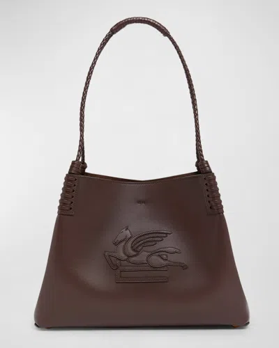ETRO LIBRA LOGO LEATHER SHOULDER BAG