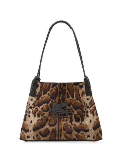 Etro Libra レオパード ハンドバッグ M In Brown