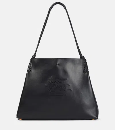 Etro Libra Medium Leather Tote Bag In Black