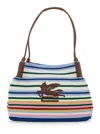 Etro Libra Multicolor Shoulder Bag With Maxi Logo On The Front In Fabric Woman In Multi Fdo Gray