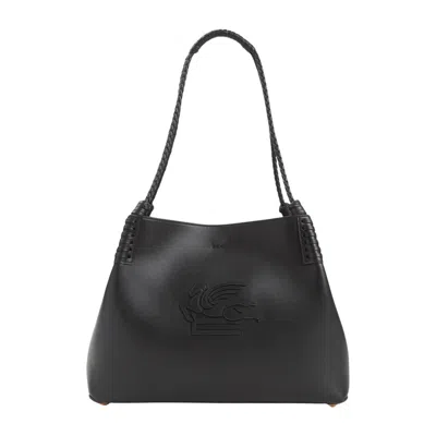 Etro Libra S Black Leather Handbag In Brown