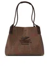 Etro Mini Paisley Jacquard Tote Handbag In Brown