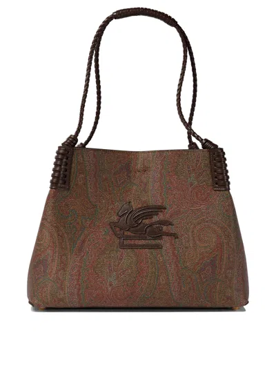 Etro Large Libra Paisley Jacquard Tote Bag In Orange