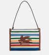 Etro Viscose Pouch With Stripes And Top Handle In Multicolor