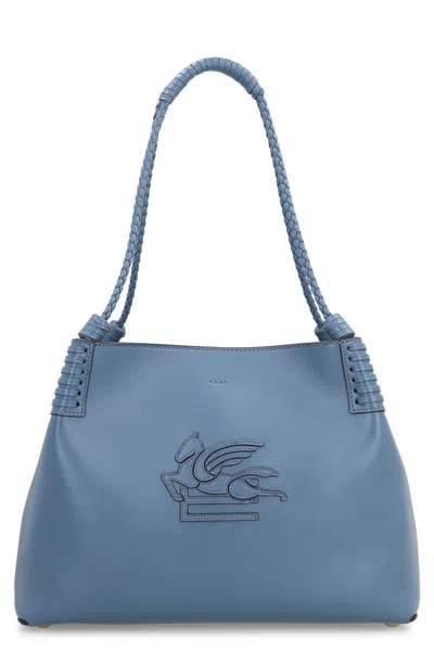 Etro Libra Small Leather Tote In Blue