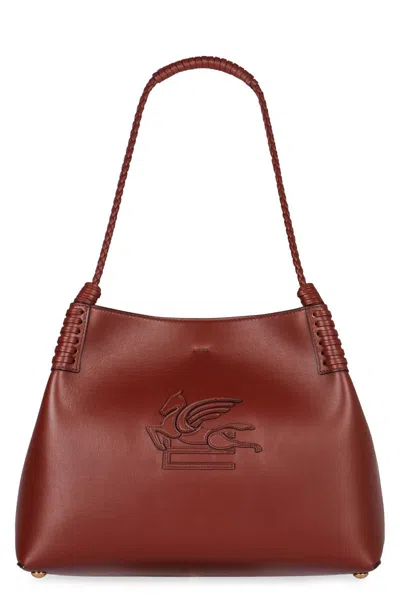 Etro Libra Small Leather Tote In Red