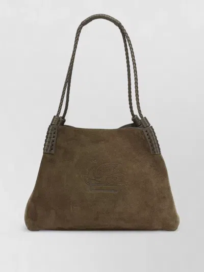 Etro Libra Small Tote Bag Braided Handles In Brown