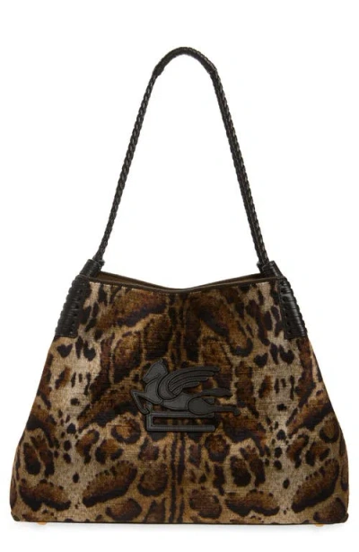 Etro Libra Velvet Tote In Brown