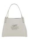 Etro Libra White Shoulder Bag With Maxi Logo On The Front In Leather Woman In White