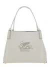 Etro Libra White Shoulder Bag With Maxi Logo On The Front In Leather Woman In White