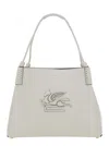 Etro Libra White Shoulder Bag With Maxi Logo On The Front In Leather Woman