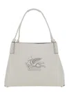 Etro 'libra' White Shoulder Bag With Maxi Logo On The Front In Leather Woman